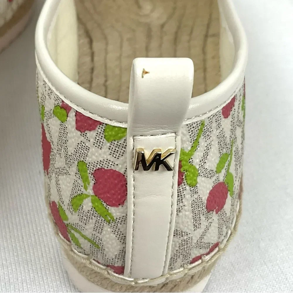 Michael Kors Lenny Espadrille Slip On Shoes Sz 7.5 M New Rose & Signature Flats